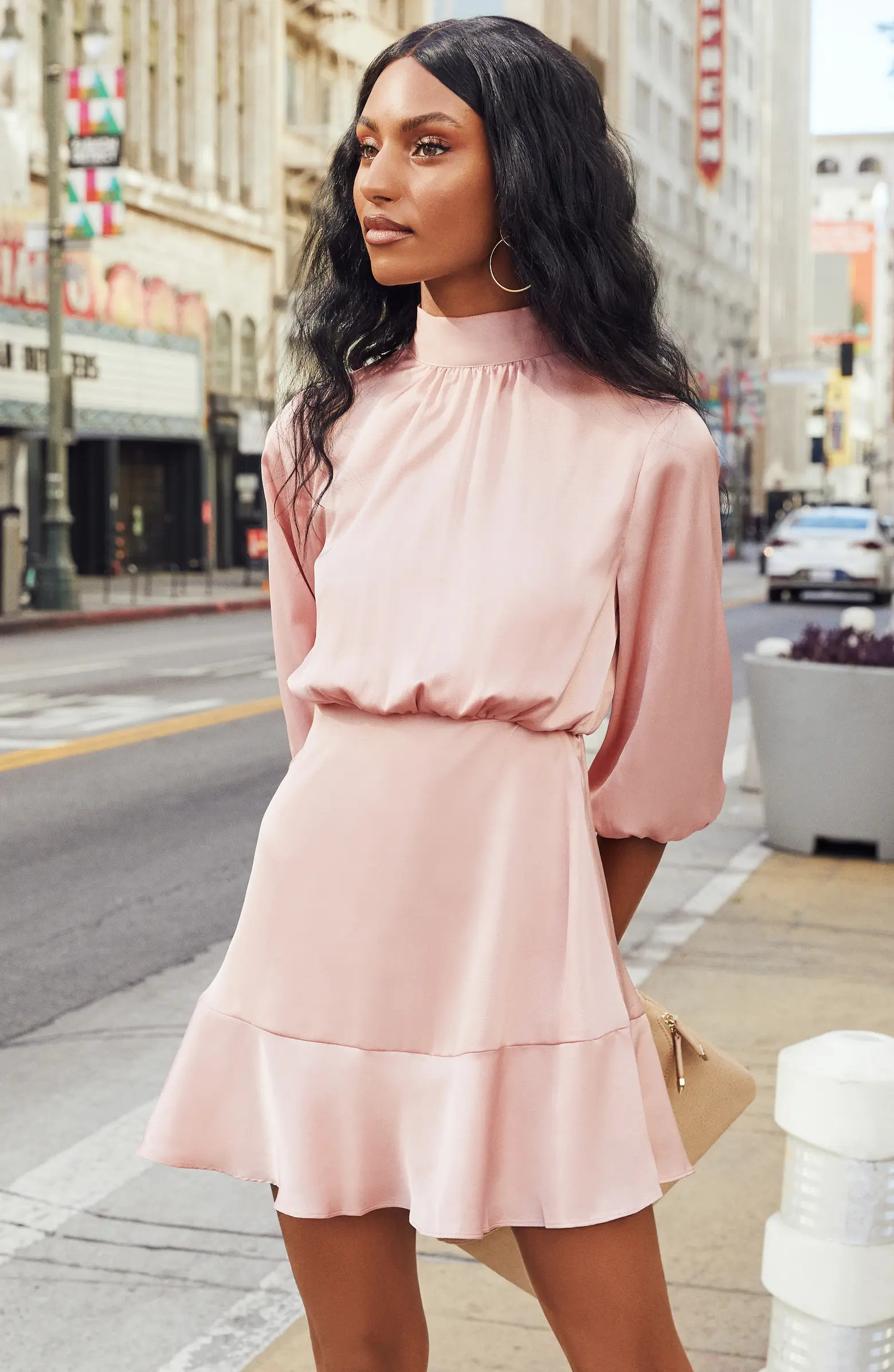 Satin Balloon Sleeve Dress | Nordstrom