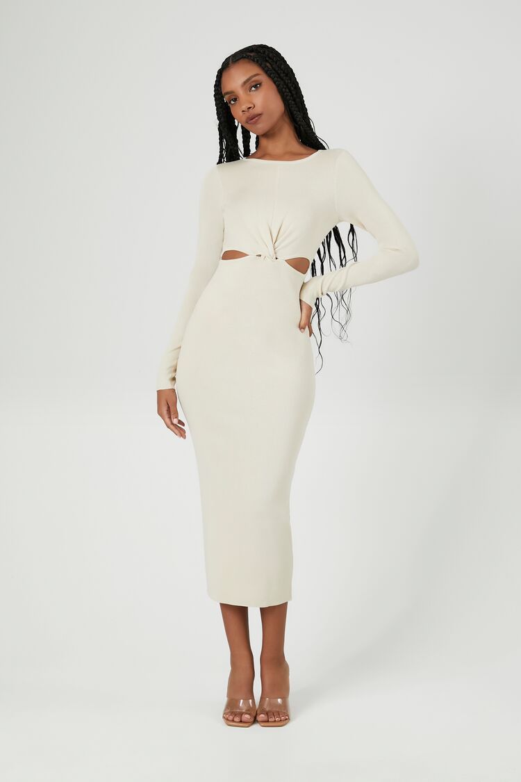 Twist-Front Maxi Sweater Dress | Forever 21