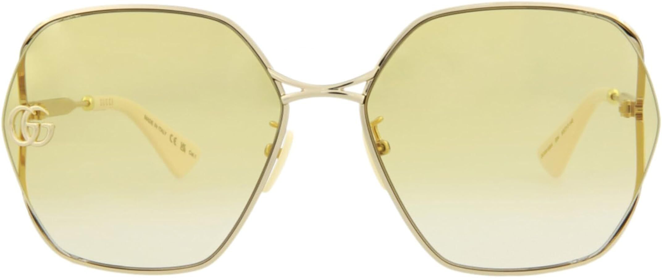 Amazon.com: Gucci Round/Oval Sunglasses Gold Gold Yellow Luxury Eyewear Made In Italy Metal Frame... | Amazon (US)