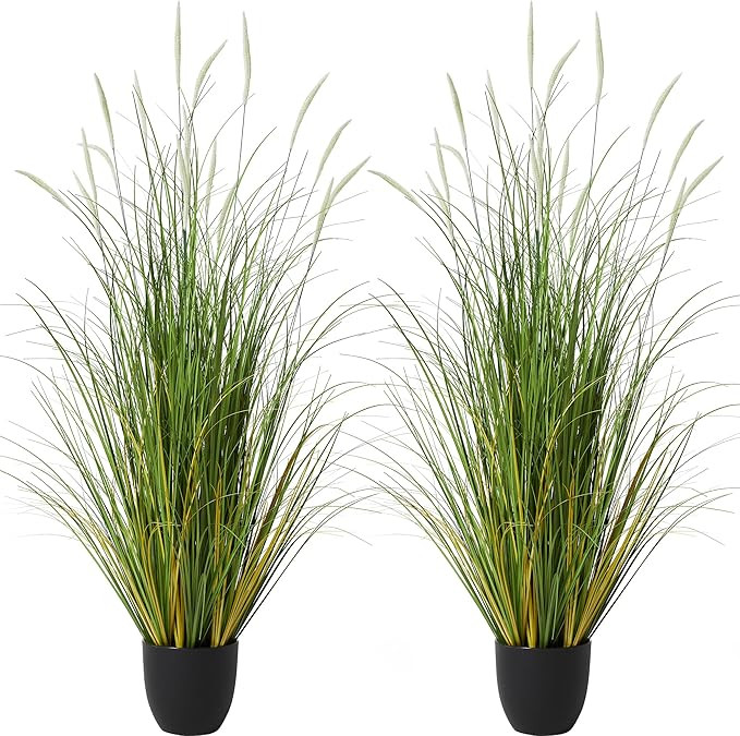 KOL 4ft 2-Pack Artificial Cattail Reed Grass, 47.2’’ Artificial Indoor Outdoor Fake Onion Gra... | Amazon (US)