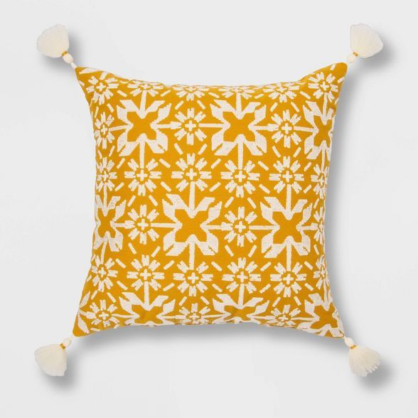 Embroidered Throw Pillow Yellow Square - Threshold™ | Target