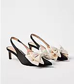 Satin Bow Slingback Kitten Heels | LOFT