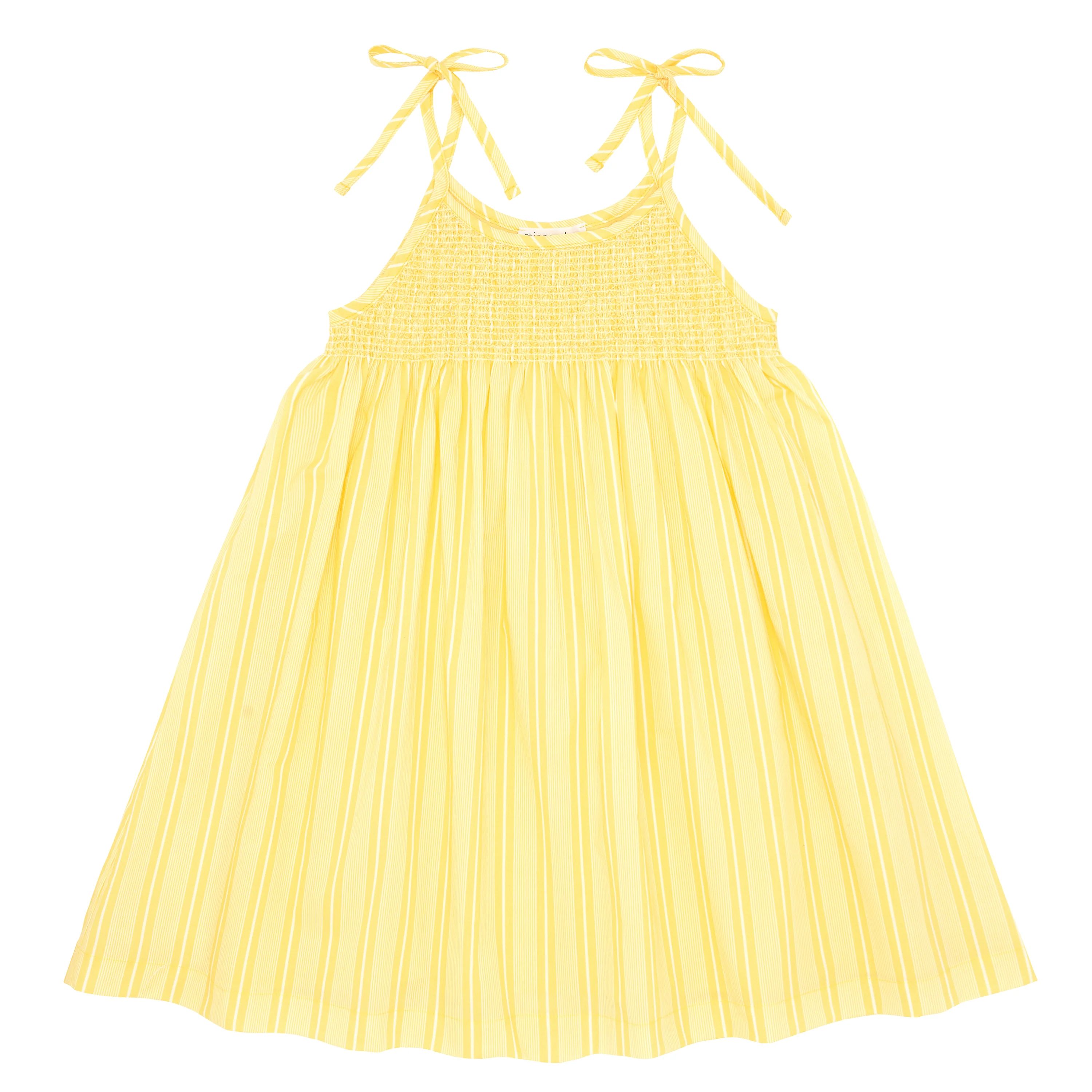 girls pineapple stripe smocked dress with shoulder ties | minnow swim | minnow