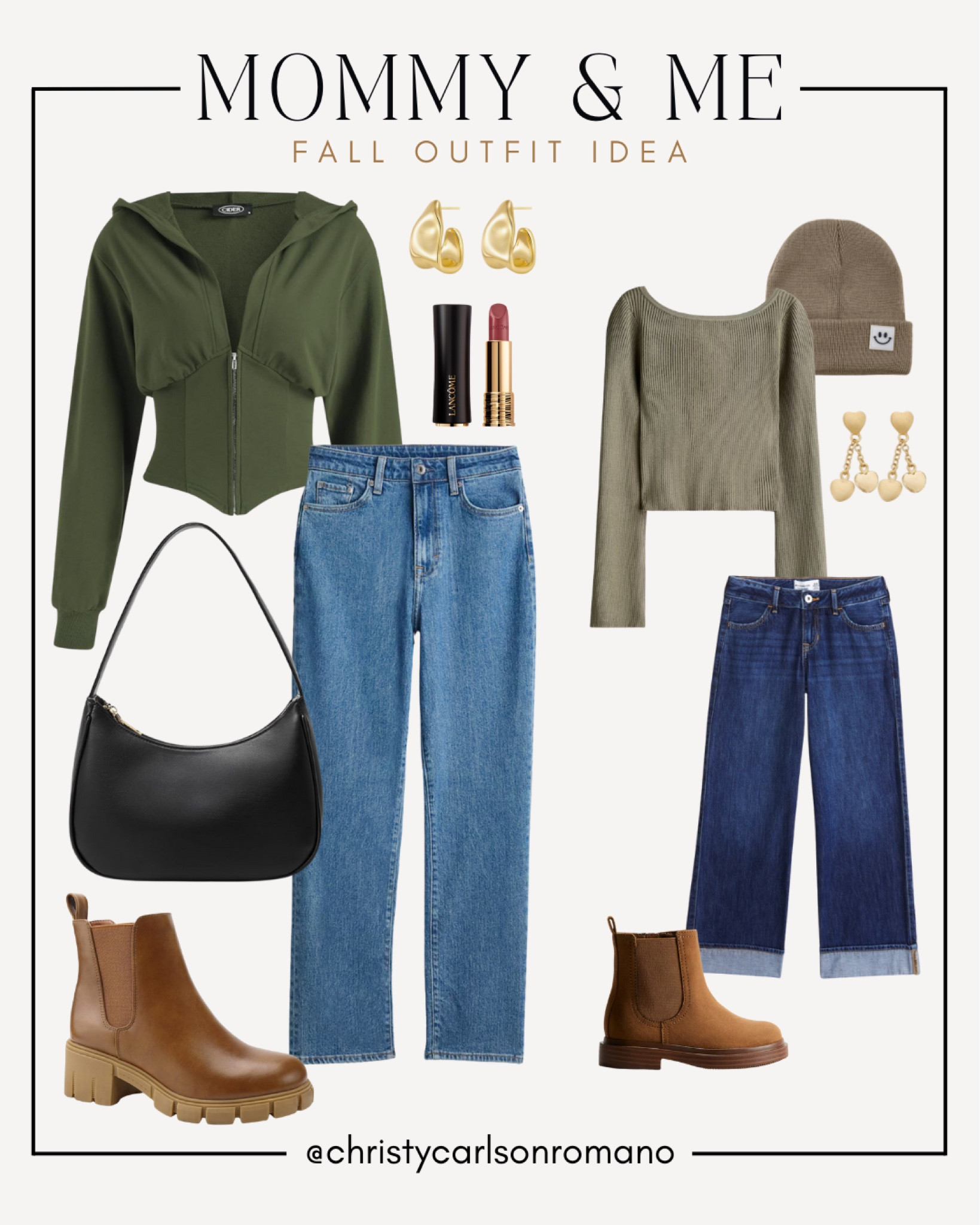 Matching outfits are always a hit! This green sweatshirt with denim jeans combo paired with brown Chelsea boots is a cute, comfortable look that you might want to try out next time with your girls!
#mommyandme #matchingoutfits #denimlover #fashioninspo

#LTKSeasonal #LTKShoeCrush #LTKStyleTip