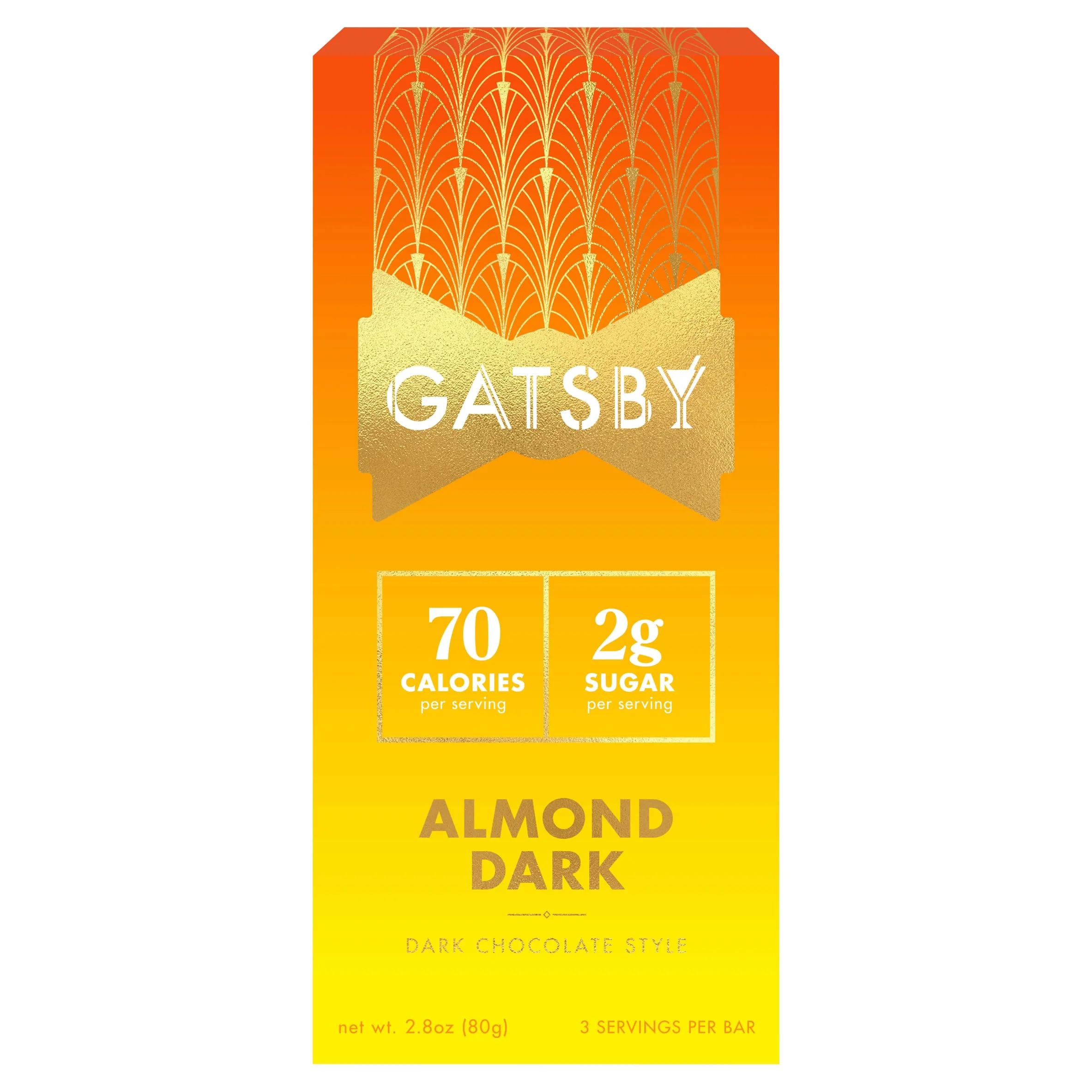 Gatsby Almond Dark Chocolate Bar, Guilt-Free Low Sugar, 2.8 oz | Walmart (US)