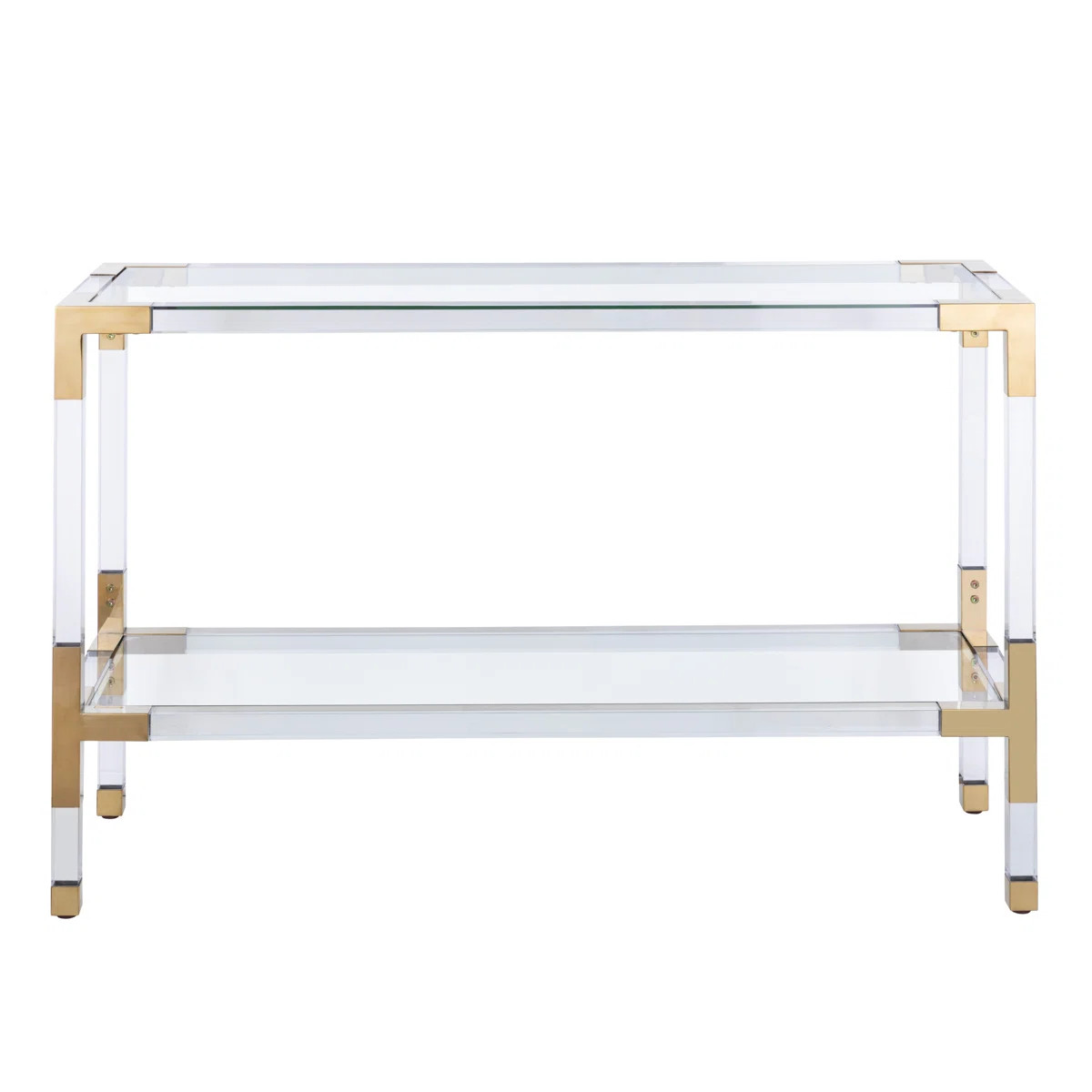 Lucen Glass Console Table With Gold Accents | Wayfair North America