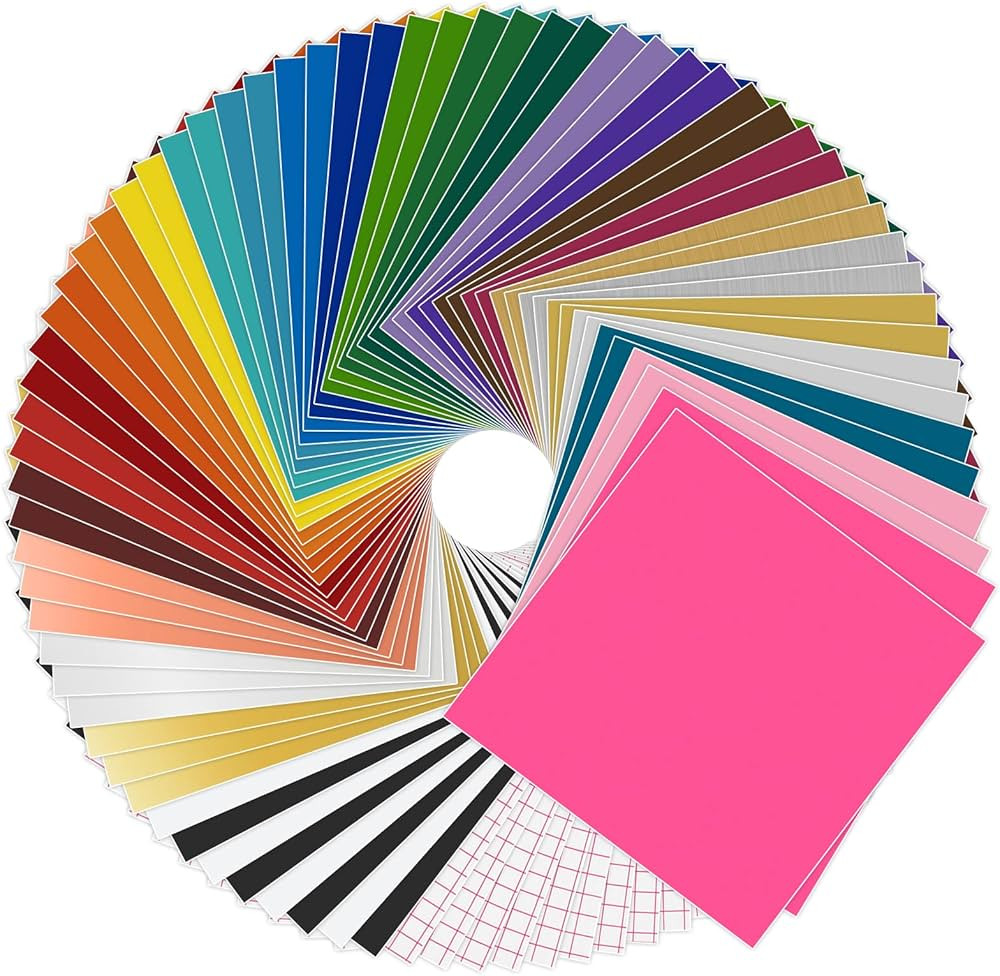 Permanent Vinyl for Cricut (75 Pack)- Lya Vinyl 65 Matte Permanent Adhesive Vinyl Sheets & 10Tran... | Amazon (US)
