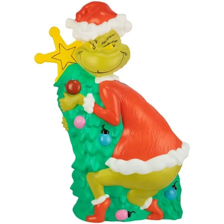 Christmas Blow Mold Grinch with Christmas Tree by Dr. Seuss Outdoor Decor, 32 in | Walmart (US)