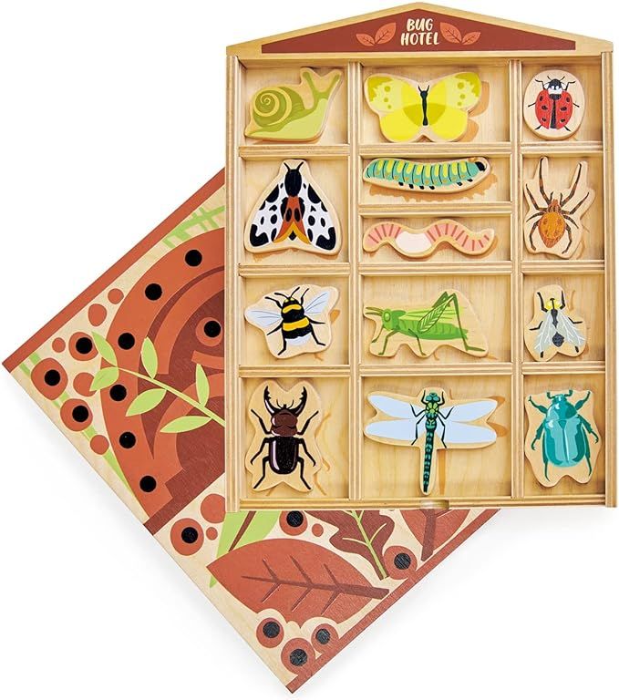Tender Leaf Toys - The Bug Hotel - 13 Wood Garden Bugs with Shelving Unit and Front Panel - Made ... | Amazon (US)