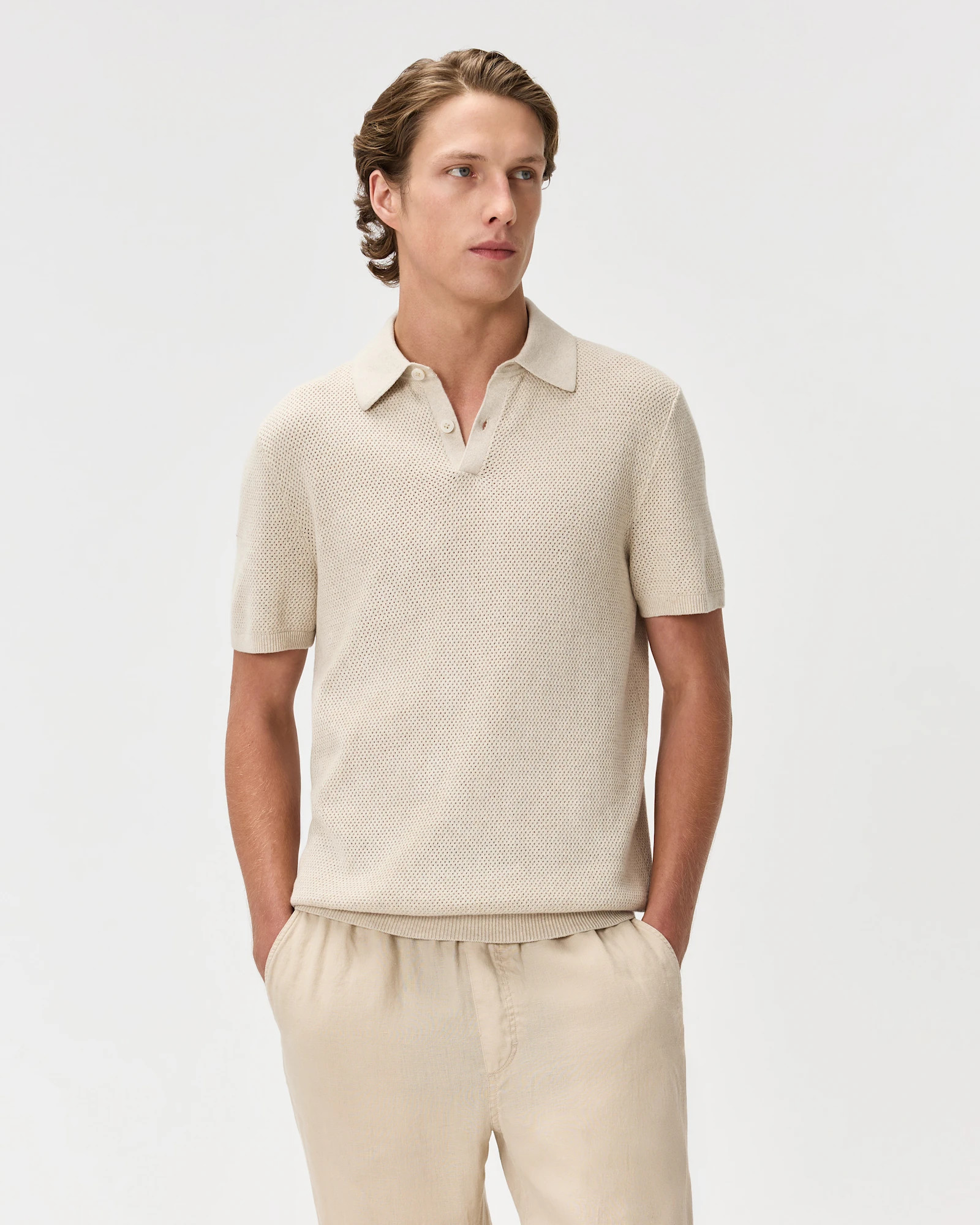 Quince | Men's Mesh-Stitch Sweater Polo in Bayberry Olive, Size XXL, Organic Cotton | Quince