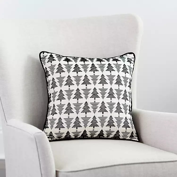 Black Jacquard Trees Christmas Pillow | Kirkland's Home
