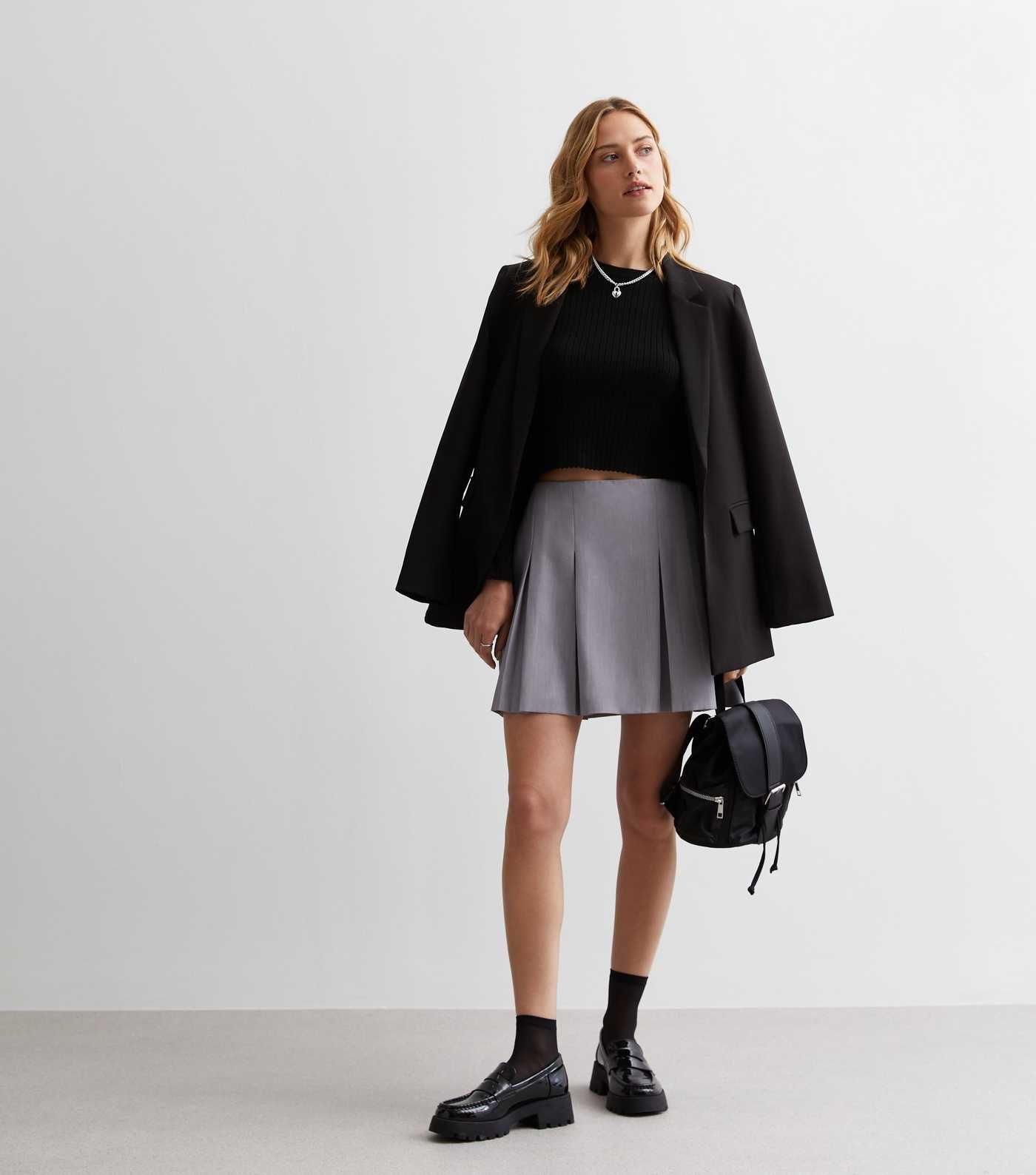 Pale Grey Pleated Mini Skirt | New Look | New Look (UK)