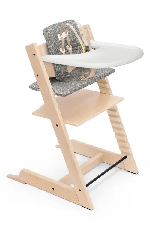 Stokke Tripp Trapp® Highchair, Baby Set, Cushion & Tray Set in Natural /Grey Dots at Nordstrom | Nordstrom