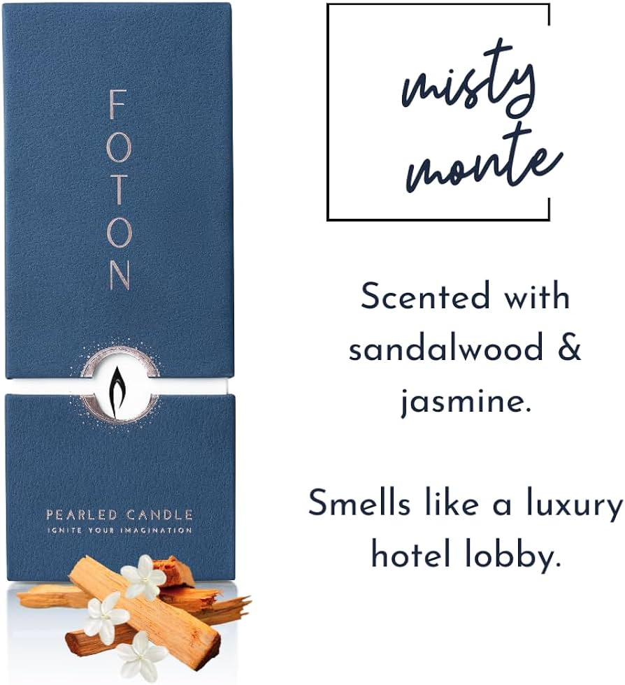 Foton Pearled Candle 18 Oz - Misty Monte Sandalwood Jasmine Scented Non Toxic Luxury Long Lasting... | Amazon (US)