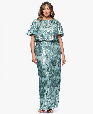 Plus Size Short-Sleeve Long Sheath Dress | Macy's