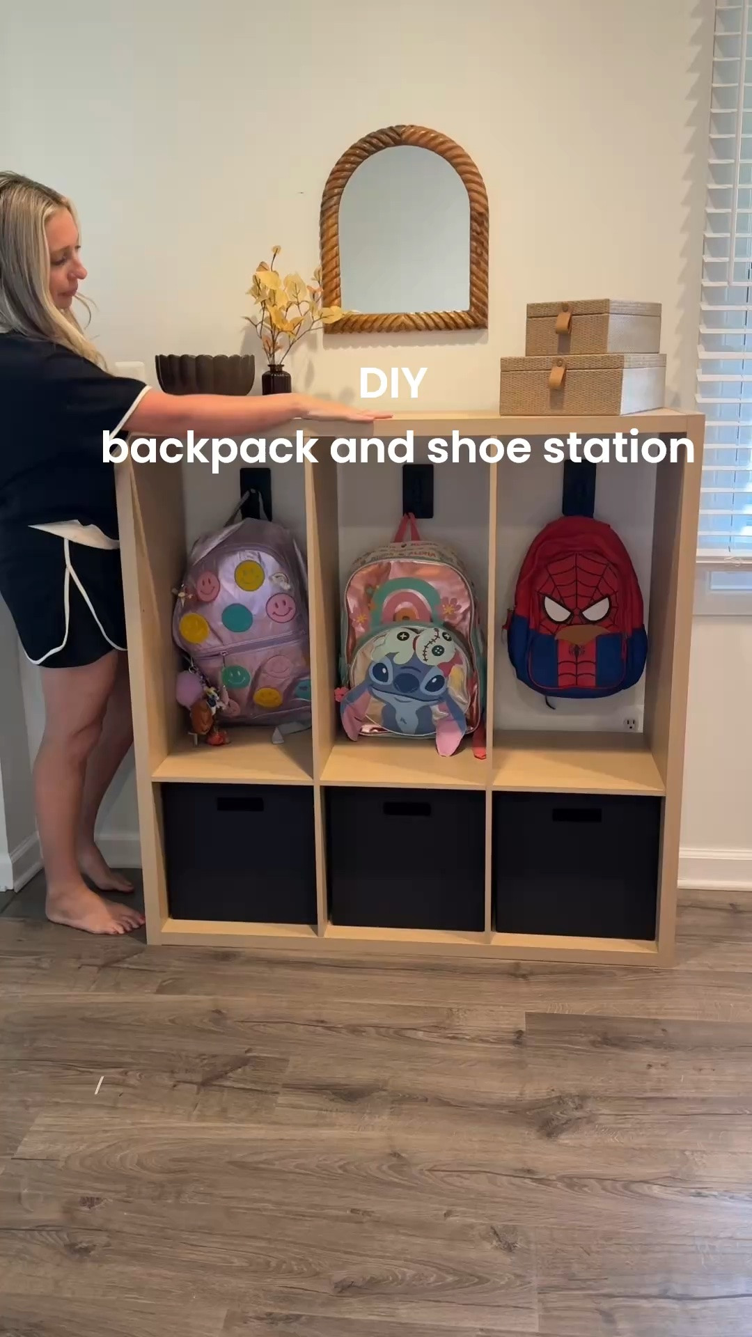 Our backpack + shoe station, all from @Target the cube shelf, storage baskets, and all the decor. Built this last year and we've used it every single day since, hands down one of the best organization projects we've done for our entryway. We don't have a mudroom, so this became our spot for backpacks, shoes, and school papers, and it works all year round, not just back to school season.
Shop the exact shelf, baskets, and decor below 🎯


#target #backtoschool #targetfinds #backpackshelf 
#bts #targetbts #targethome

#LTKHome #LTKmomlife #LTKKids