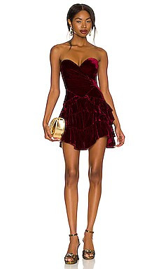 SAU LEE Rosalie Velvet Dress in Burgundy from Revolve.com | Revolve Clothing (Global)