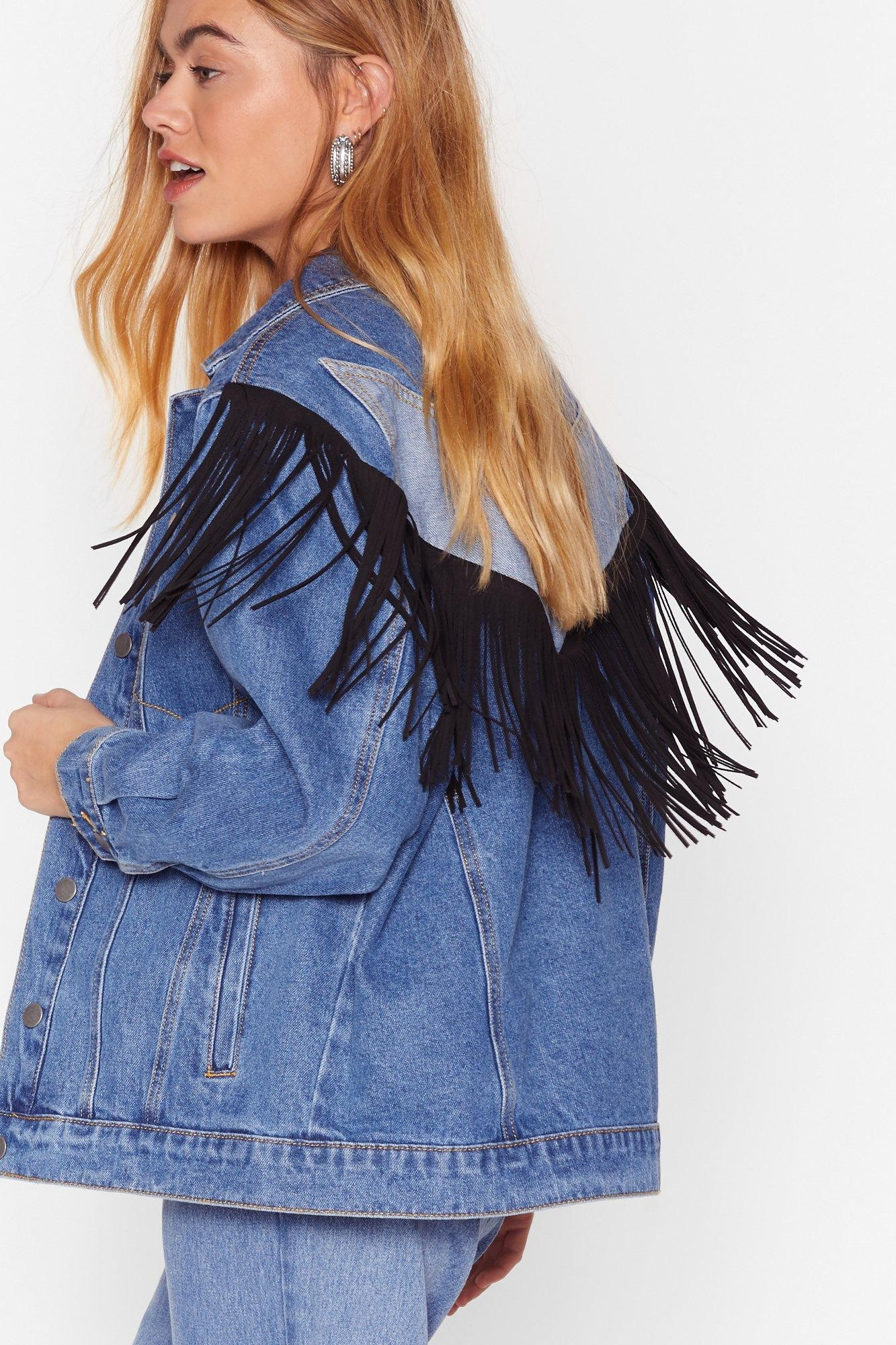 Womens Come Hang With Us Fringe Denim Jacket - Blue | NastyGal (US & CA)