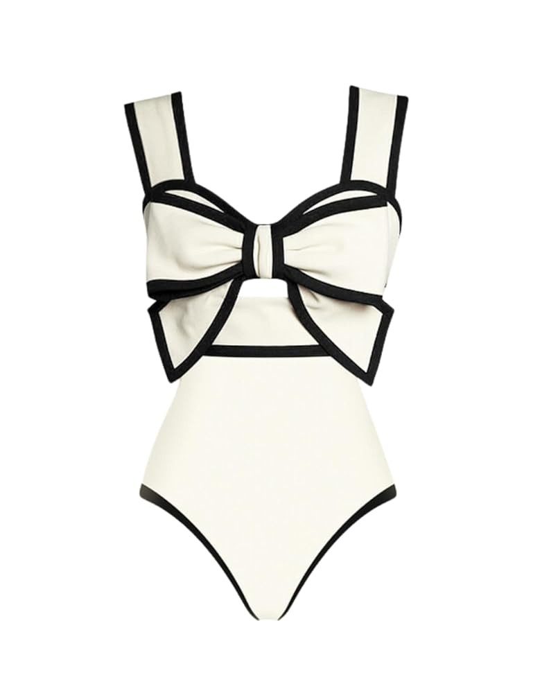 FLAXMAKER Bow-tie Decor Women's One Piece Swimsuit Bathing Suit | Amazon (UK)