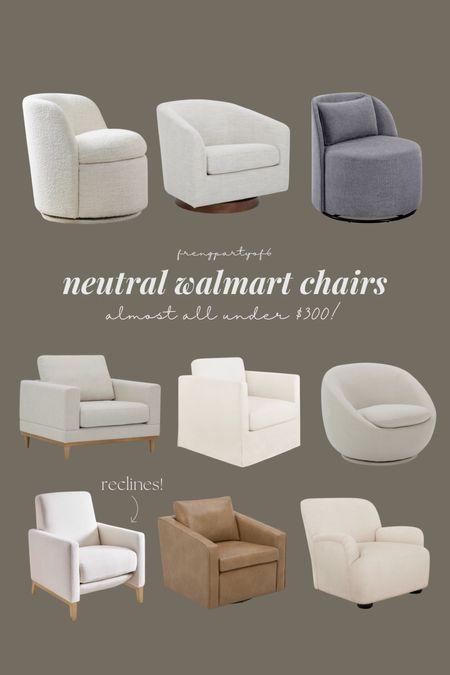 Neutral accent chairs from Walmart! Almost all of these are affordable and under $300. 

#LTKHome
