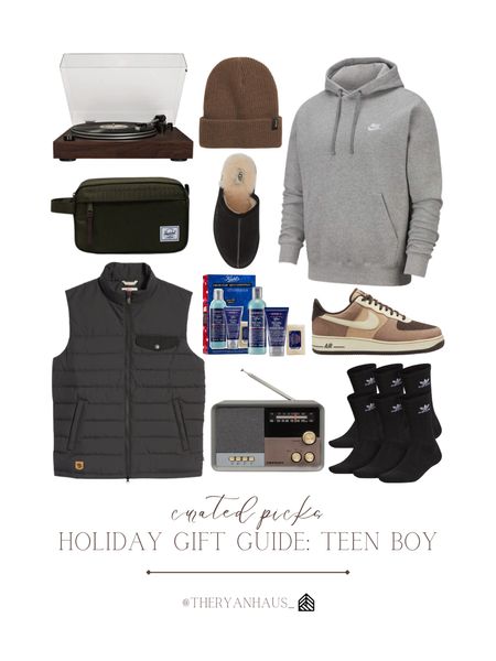 A holiday gift guide for the teen boy! All of these gifts are perfect if you’re shopping for your son, grandson, nephew, or brother! There is something for everyone—music lover, athleisure, skincare, cozy, etc! These gifts are all perfect for men of any ages too. 

#LTKHoliday #LTKmens #LTKGiftGuide