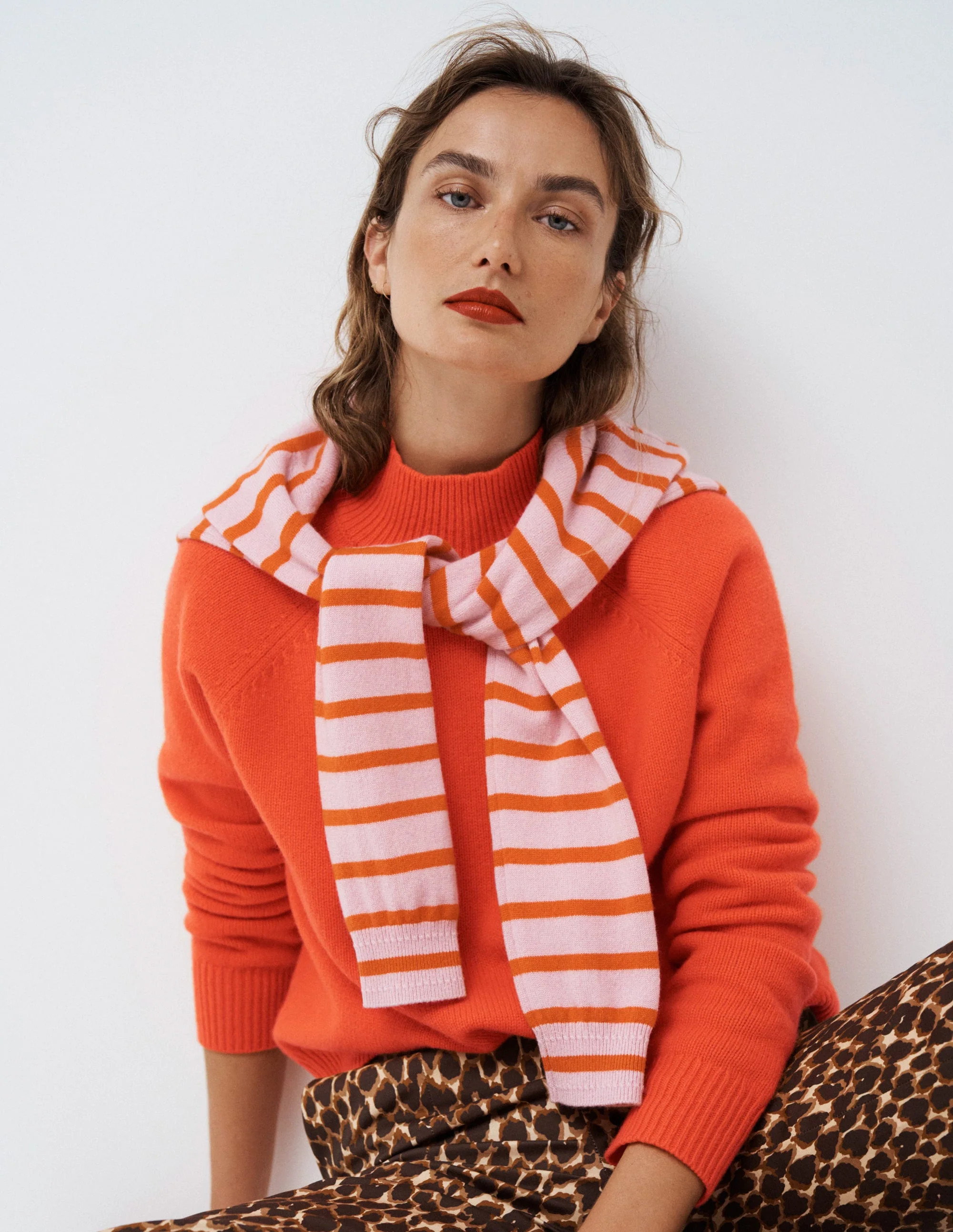 Marion Merino Rib Neck Sweater-Gladioli Orange | Boden (US)