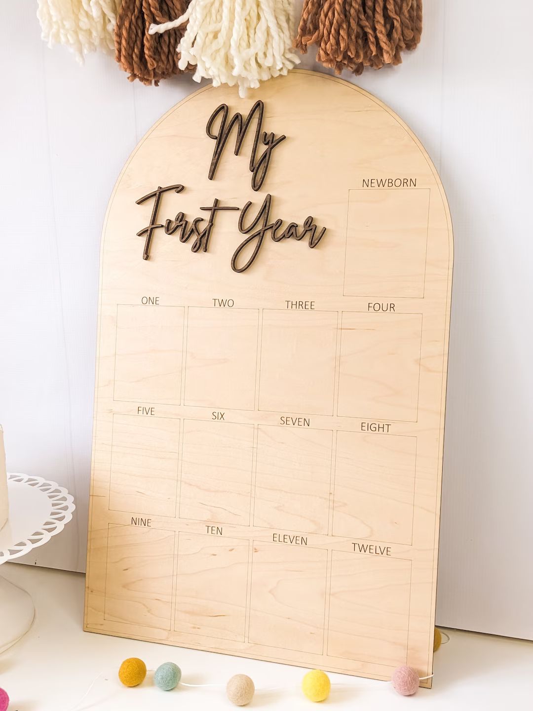One Year of Photo Board,  Wood Photo Board, Milestone Board, 1st Birthday Board, First Birthday D... | Etsy (US)