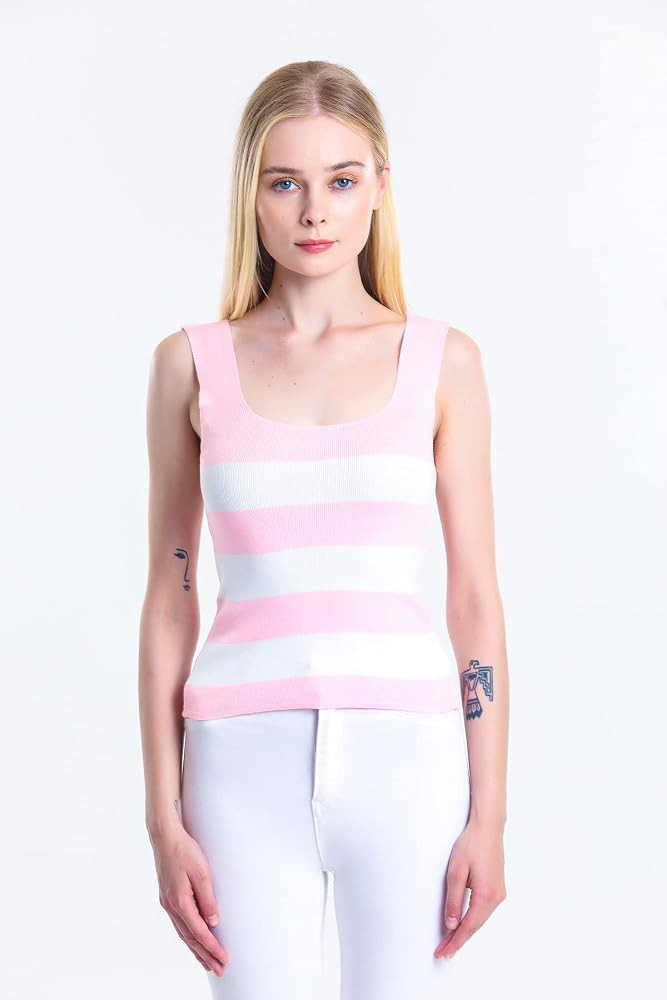Womens Soft Casual Tank Tops, Sleeveless Stretchy Ribbed Scoop Neck Shirt Top | Amazon (US)
