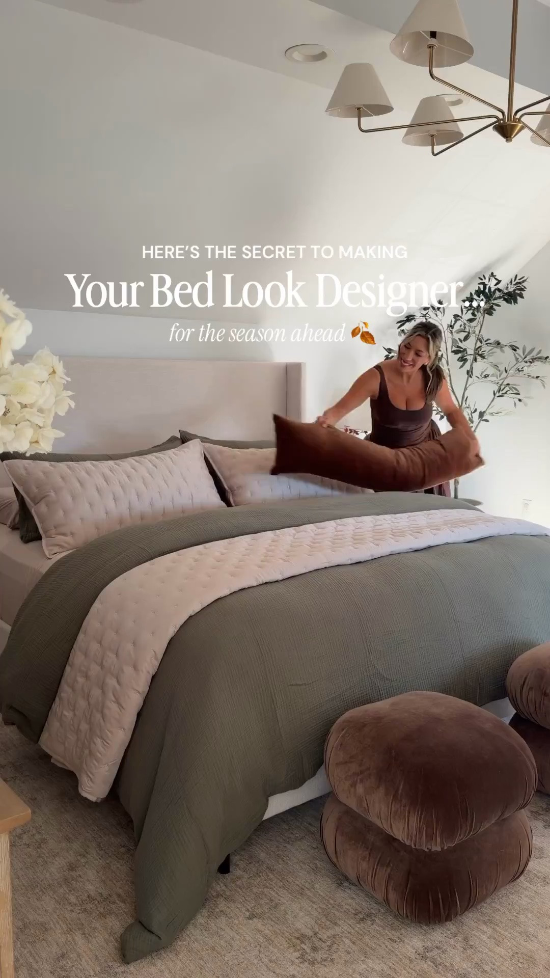 A cozy fall bedroom that feels a little luxe without the designer price tag. 🤎🍂

I layered soft bamboo sheets, an airy quilt, textured gauze bedding, and a long velvet lumbar pillow to bring in that warm, inviting feel I love this time of year.

And those sculptural ottomans? Such a pretty finishing touch, especially while they’re on sale! 🙌✨

Simple layers, beautiful textures, and an elevated look that still feels comfortable and lived-in.

#LTKHome #LTKSeasonal #LTKmomlife