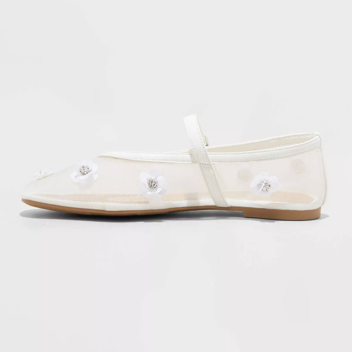 Women's Everly Mesh Floral Mary Jane Ballet Flats - A New Day™ Black 8 | Target