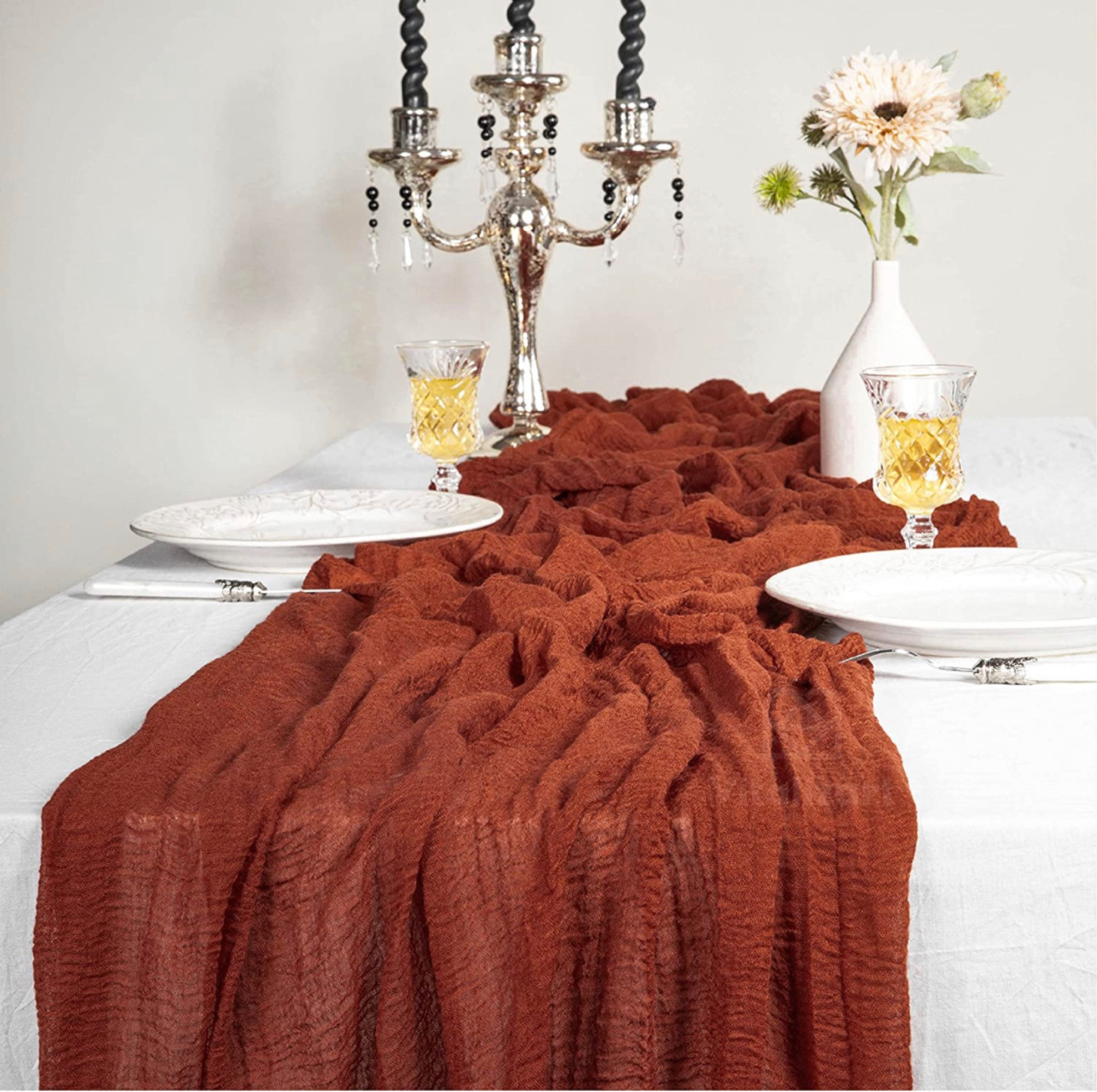 love the look of cheesecloth table runners! I used this one for my fall decor but it’s neutral enough for all year round!

#LTKhome #LTKunder100 #LTKSeasonal