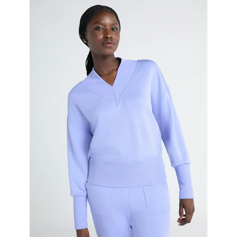 Scoop Women's and Women's Plus Ultimate ScubaKnit V-Neck Sweatshirt, Sizes XS-4X | Walmart (US)