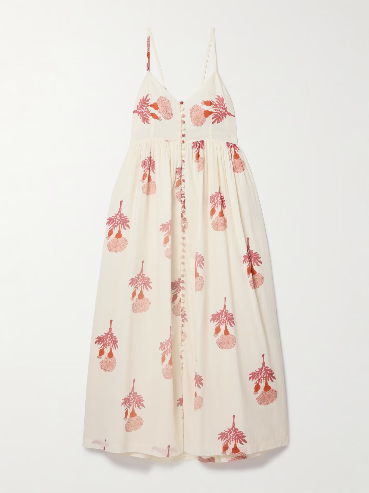 ALIX OF BOHEMIA - Skylar Gathered Floral-print Cotton-voile Midi Dress - Ivory | NET-A-PORTER (US)