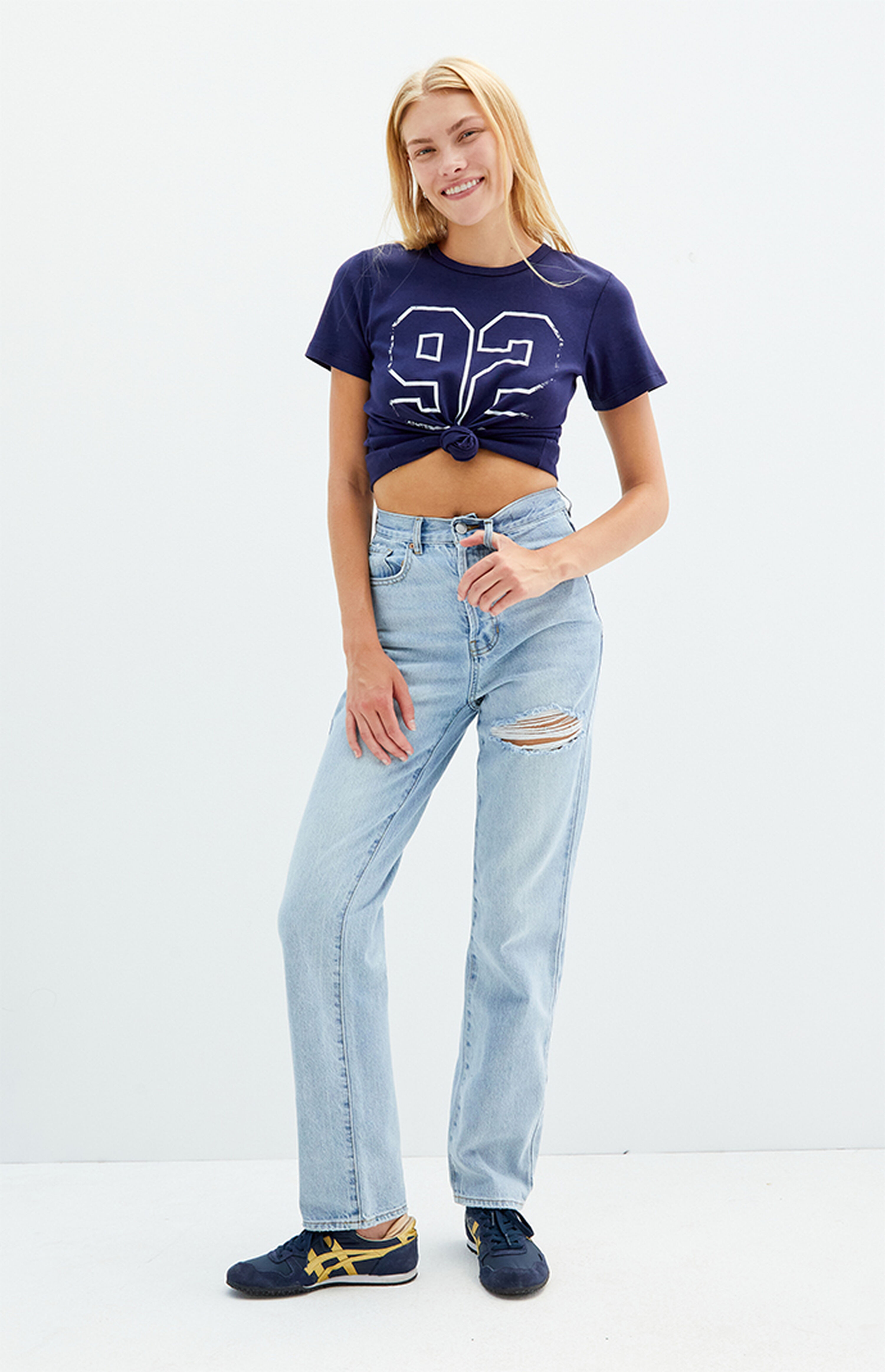 PacSun Light Indigo Ripped Dad Jeans | PacSun