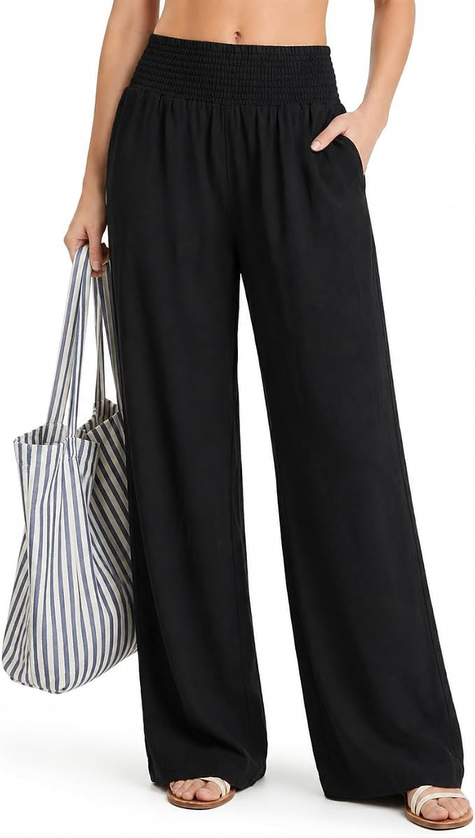 Zylioo Tall Pants for Women Long Inseam Wide Leg Palazzo Pants High Waisted Flowy Summer Beach Pa... | Amazon (US)