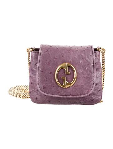 Gucci Ostrich Small 1973 Crossbody Bag | The Real Real, Inc.