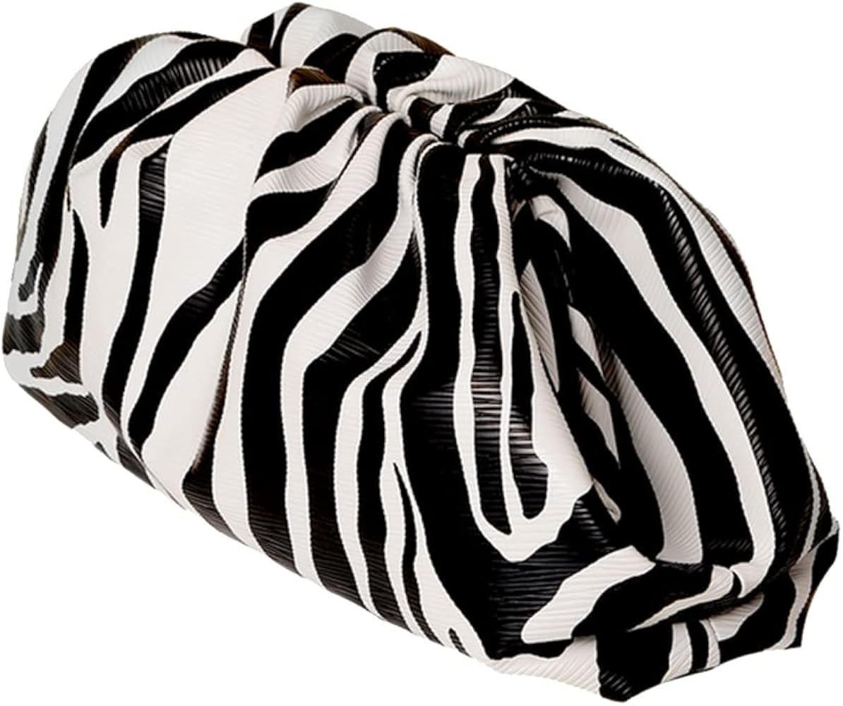 Fashion Day Clutch Dumpling Bag Zebra Embossing Holographic Cloud Bag Clip Purse Bag Women Pleated H | Amazon (US)