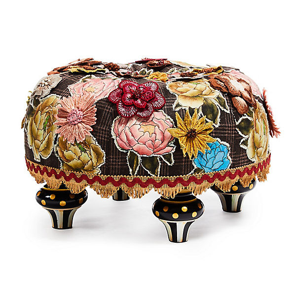 MacKenzie-Childs Field Study Floral Tufted Footstool | MacKenzie-Childs