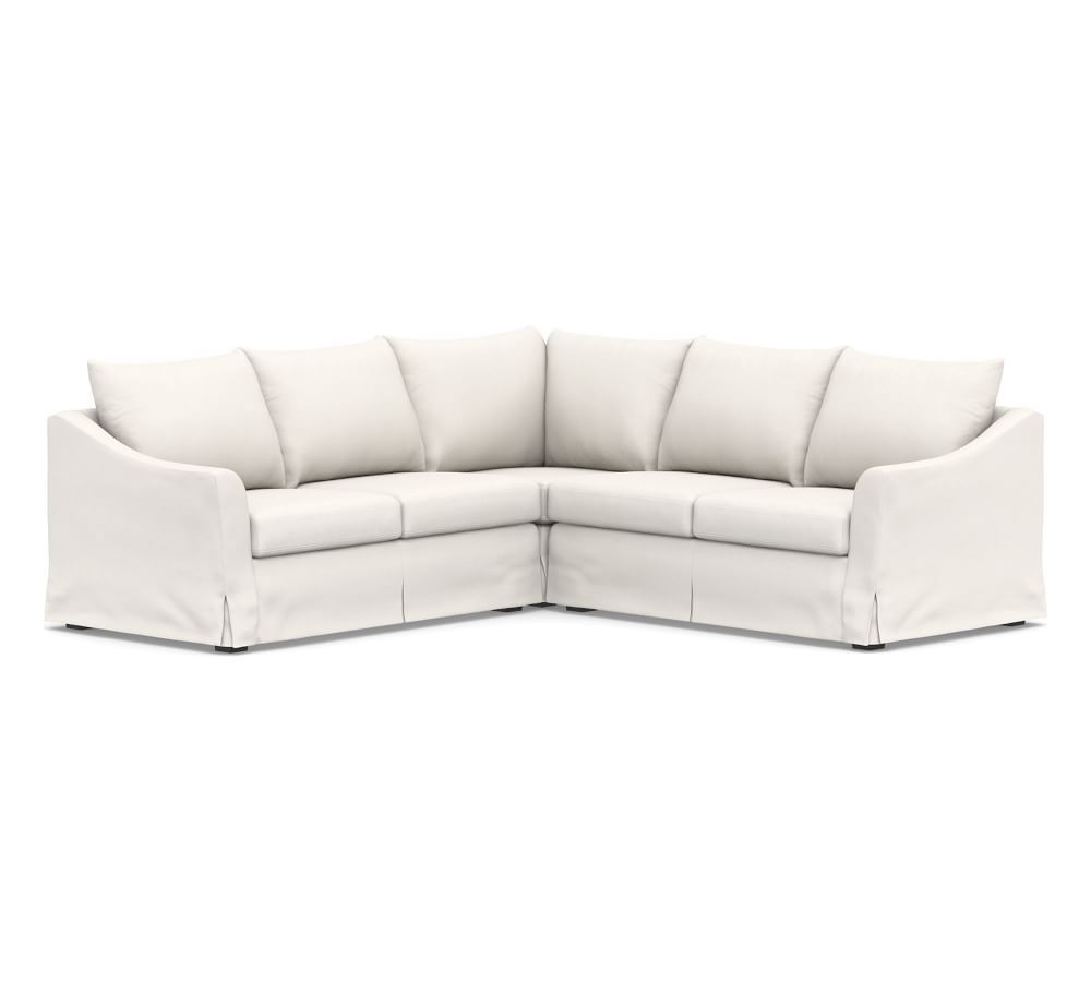 SoMa Brady Slope Arm Slipcovered 3-Piece L-Shaped Corner Sectional, Polyester Wrapped Cushions, T... | Pottery Barn (US)