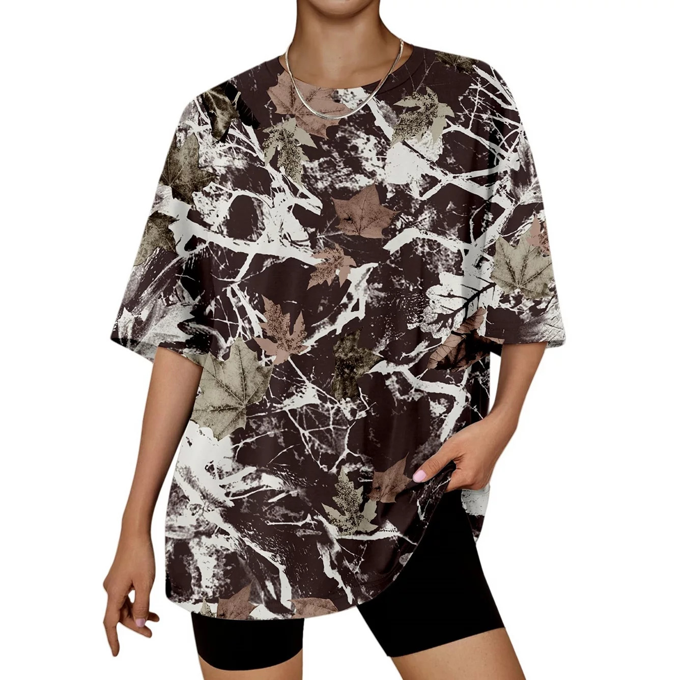 Women Camo Shirt Leaf Print Short Sleeve Crewneck T-Shirts Summer Oversized Tee Shirts Streetwear | Kohl's