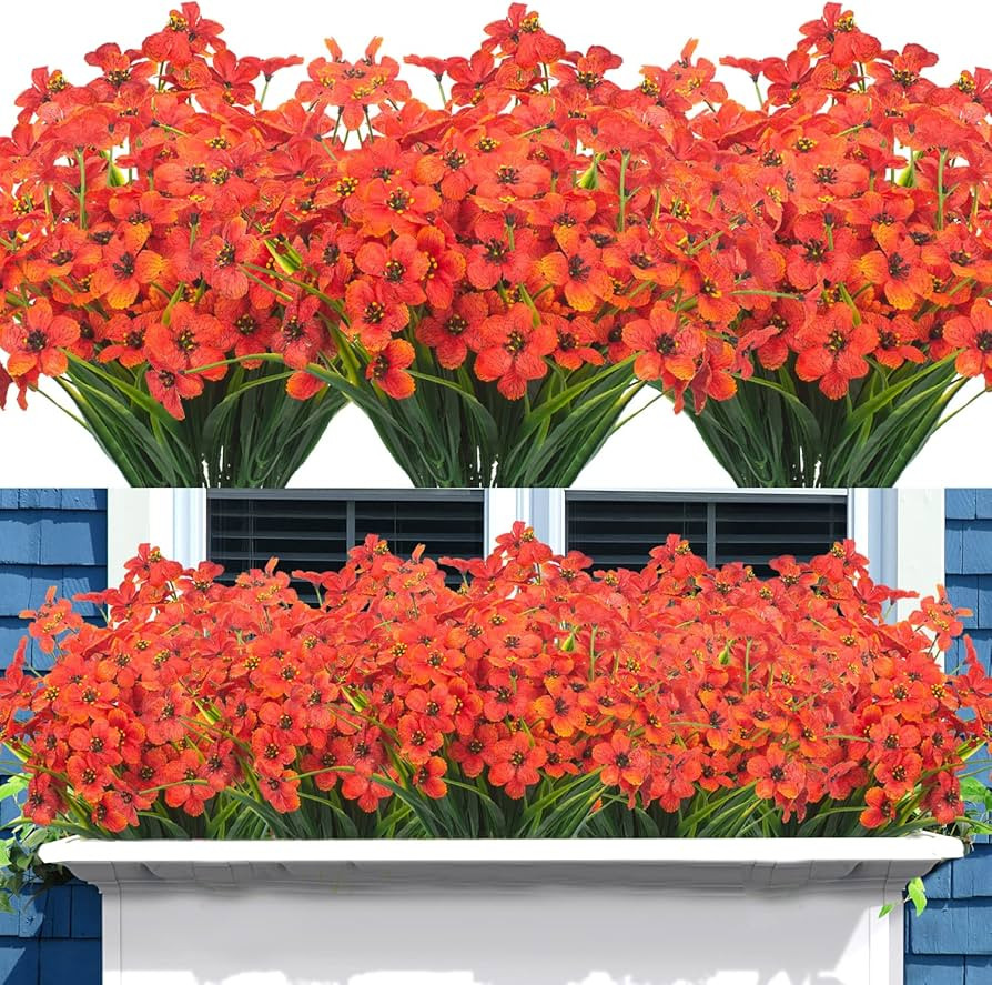 20 Bundles Artificial Flowers, Outdoor Indoor UV Resistant Fake Flowers No Fade Faux Plastic Plan... | Amazon (US)