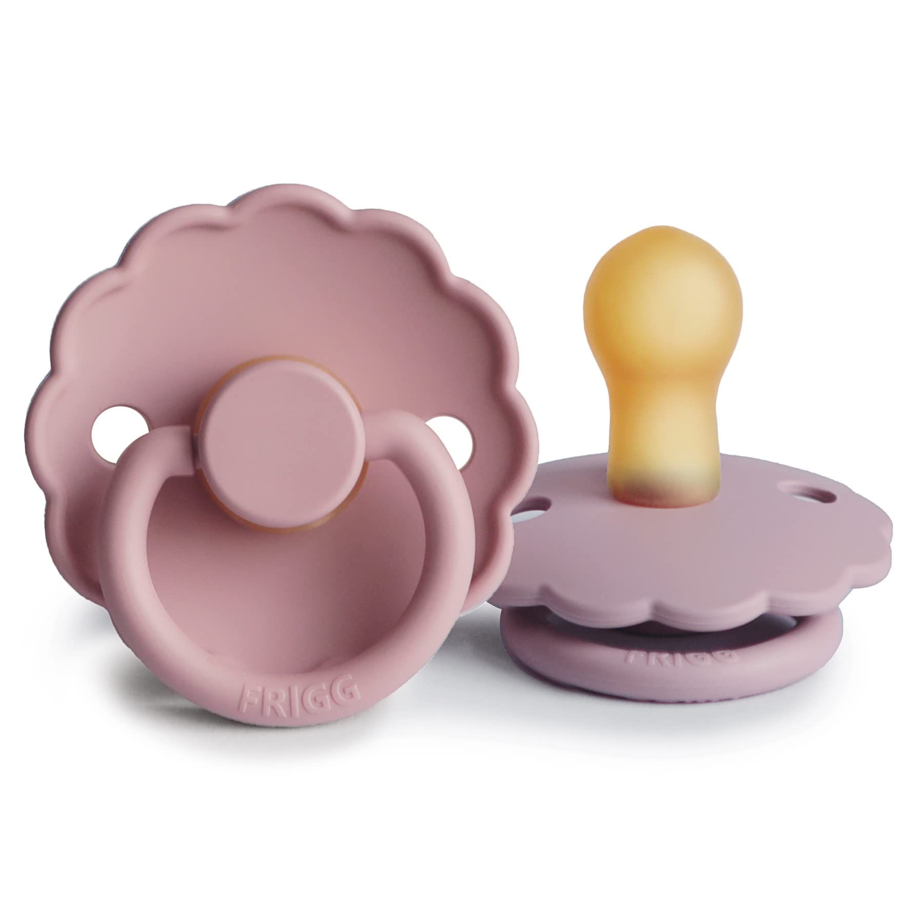 FRIGG Daisy Natural Rubber Baby Pacifier | Made in Denmark | BPA-Free (Baby Pink/Soft Lilac, 0-6 ... | Amazon (US)