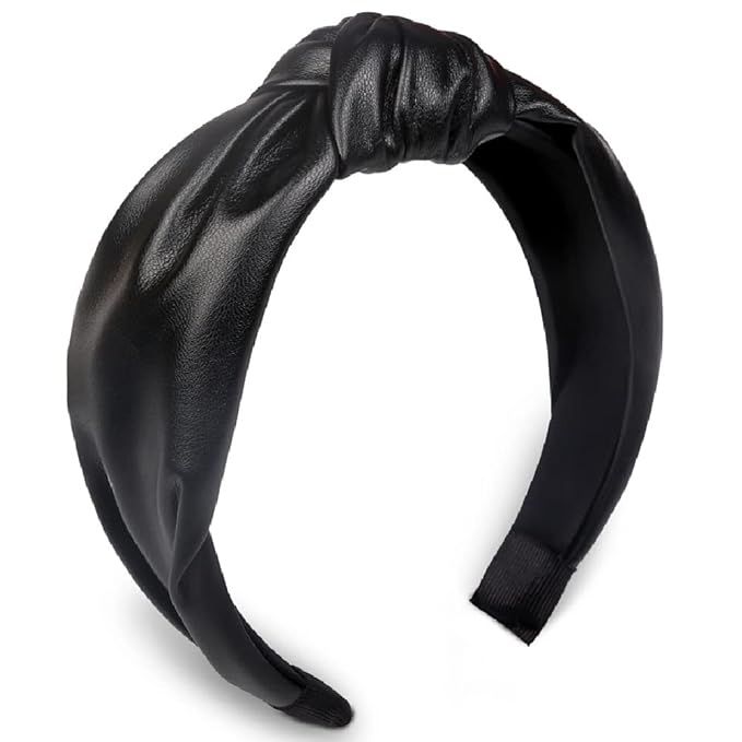 Huachi Knotted Headbands for Women Black, Leather Headbands with Knots Cute Womens Headbands knot... | Amazon (US)