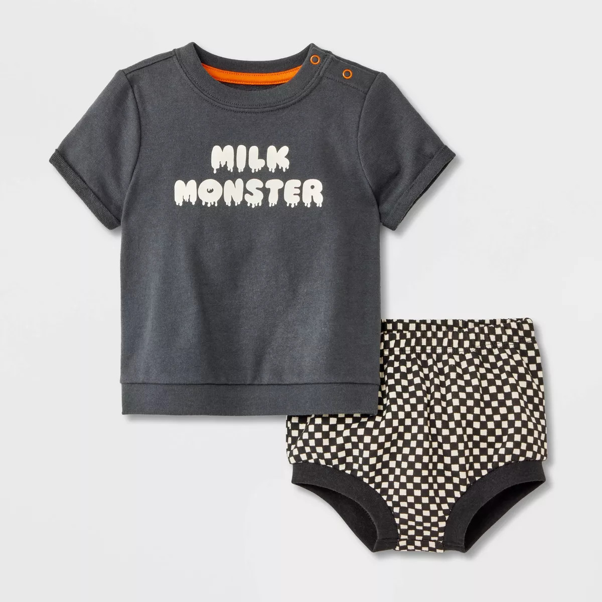 Baby Halloween Checkered Milk Monster T-Shirt & Bloomer Set - Cat & Jack™ Black | Target