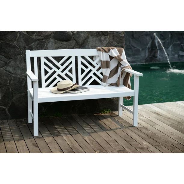 Mainstays 4' Lattice Loveseat Bench, White | Walmart (US)