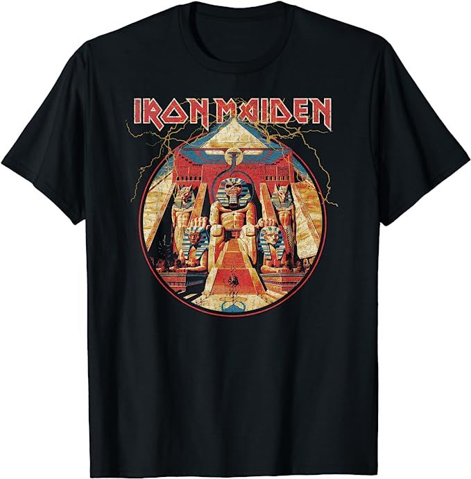 Iron Maiden - Powerslave Lightning Circle T-Shirt | Amazon (UK)