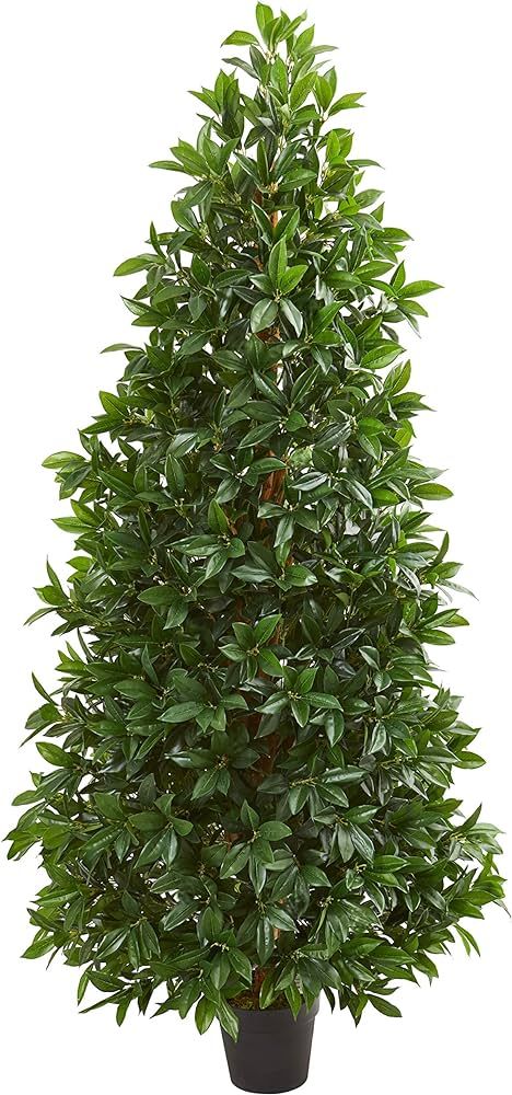 Nearly Natural 5-Ft. Bay Leaf Cone Topiary Artificial UV Resistant (Indoor/Outdoor) Silk Trees Gr... | Amazon (US)