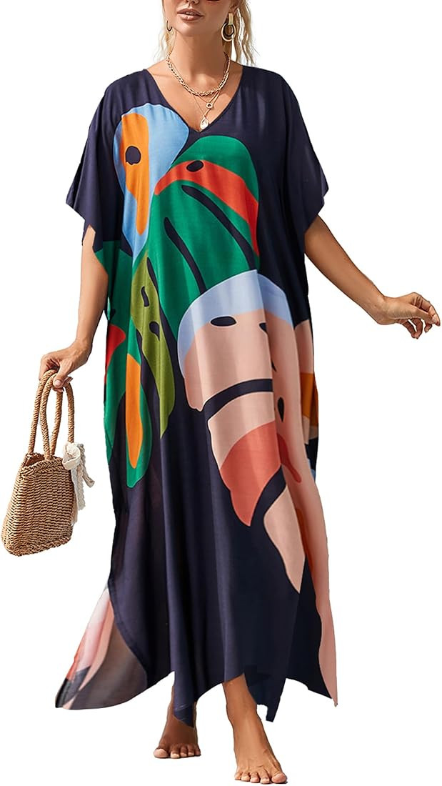 Bsubseach Kaftan Dresses Fir Women Caftan Swim Cover Up Women Maxi Beach Dress, Amazon Fashion | Amazon (US)