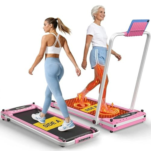 Treadmill with Foot Massage - Dual-Sided Walking Pad Treadmill with Incline, Foldable Walking Pad with Handle Bar, 3.5HP Portable Folding Treadmills for Home/Office, Dual Control & Dual LED Screens | Amazon (US)