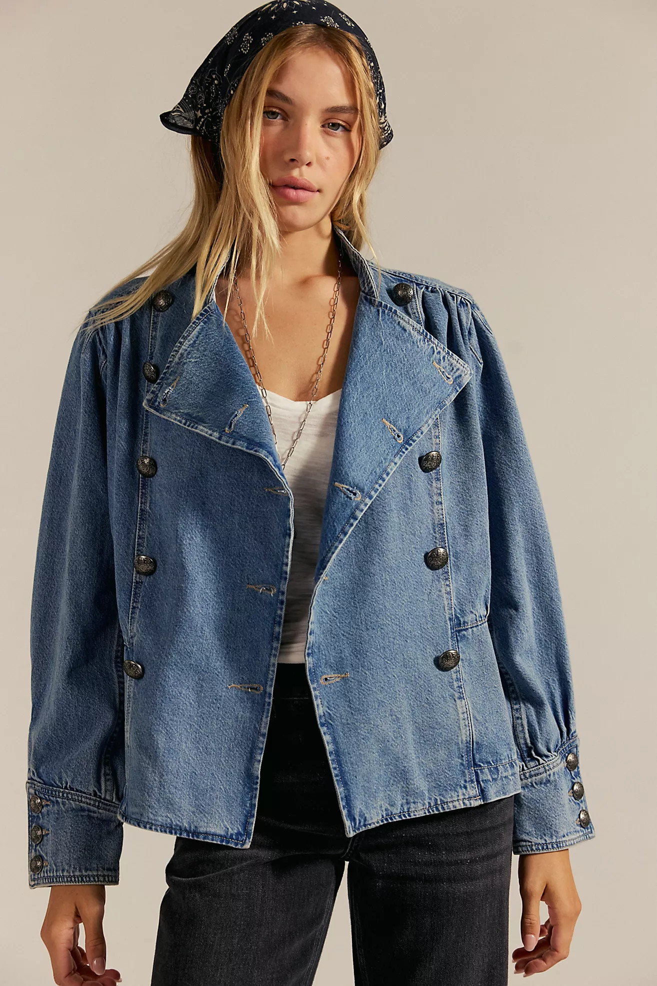 We The Free Imogene Denim Officer Jacket | Free People (Global - UK&FR Excluded)